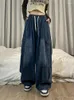 Women's Jeans QWEEK Harajuku Vintage Blue Cargo Women Oversized Y2K Grunge Black Baggy Denim Pants Hip Hop Streetwear Wide Leg Trousers