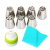 Baking Tools 11PCS Russian Icing Piping Nozzles Tulip Stainless Steel Flower Cream Cake Pastry Tips Leaf Silicone Bag Cupcake DIY SET