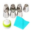 Bakgereedschappen 11 STKS Russische Icing Piping Nozzles Tulp RVS Bloem Crème Taart Gebak Tips Blad Siliconen Tas Cupcake DIY SET