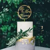 Suprimentos festivos personalizado rústico bolo de casamento topper madeira acrílico personalizado mr e mrs toppers aniversário proposta aniversário part179t