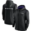 Baltimore''Ravens''Men Black Sideline Club Performance Full-Zip Hoodie