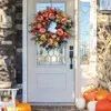 装飾的な花感謝祭の正面玄関花輪秋ペーニーカボチャヒマワリフェスティバルお祝い丸い秋の家の装飾