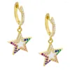 Pendientes colgantes lindo Adorable chica estrella gota pendiente con dije chapado en oro plata multicolor Cz colgando para mujeres 2024