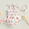 Rompers CitgeeSummer Infant Baby Girls Bodysuit Dress Casual Floral Print Sleeveless Jumpsuit Elastic Headband Clothes