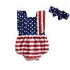 Rompers CitgeeSummer Independence Day Infant Baby Girl Outfits Sleeveless Backless Ruffle Bodysuit Headband Clothes Set