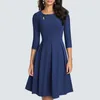 Casual Dresses Autumn Chic One Button Hollow Kort Solid Color Charming Sexy Party Office Swing A-Line Dress HA223