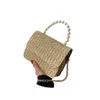 أزياء القش المنسوجة أكياس الكتف للنساء الصيفي شاطئ خمر Clamshell Crossbody حقيبة أنثى مصممة الذهب حقائب اليد sac248i