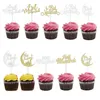 50 pezzi Eid Mubarak Palloncini Happy Eid Cupcake Toppers Decorazione islamica di Capodanno Hajj Mabrour Contenitore di caramelle Ramadan Kareem Decor Y2291c