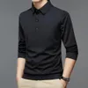 Przyciski dekoltowe długie rękawie solidny kolor męski koszula jesna szczupła fit biurowca pullover top 240119