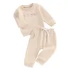 Kledingsets Peuter Baby Girls Spring Fall Outfit Letter Hartafdruk Liemen met lange mouwen Elastische taille broek 2 stuks tracksuit set