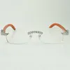 Doğal turuncu ahşap bacaklar ve 56 mm berrak lensli yeni 5.0 mm sonsuz elmas gözlük 3524012 fabrika doğrudan satışları