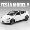 1 24 Model Y Model 3 Model S Alloy Die Cast Toy Car Model Sound and Light Childrens Toy Collectibles Birthday Present 240118