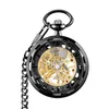 Montres de poche en cuivre Steampunk Vintage Fob, collier pendentif chaîne mécanique dorée creuse rétro pour hommes