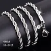 Zilver Kleur Ketting Touw Ketting Colgante Plata De Ley 925 Mujer Pierscionki Sieraden Voor Vrouwen Chains238q