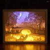 Luzes da noite 2022 est 3d papel escultura luz led papercut caixa esculturas quadro presente decorativo desktop lamp250h