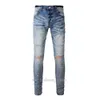 Amirs Designer Heren Jeans Paarse Jeans High Street Hole Star Patch Heren Dames Amirs Star Borduurpaneel Broek Stretch Slim-fit Broek Broeken 554 937