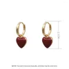 Dangle Earrings Simple Design Wine Red Love Heart For Women Gold Color Circle Vintage Peach Drop Earring Can Be Separated N513