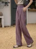 Women's Pants MISHOW High-waist Suit 2024 Spring Straight Purple Casual Female Loose Zipper Fly Full Length Wide Leg MXC11K0714