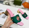 slipper Luxury designer leather ladies sandals summer flat shoes fashion beach women slippers letter drag flip flops