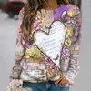 Dames T-shirts Vintage katoenen T-shirt voor liefde hart print Harajuku trui herfst oversized sweatshirt dameskleding tops