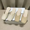 Flat Casual Half tofflor Kvinnor Embroider Sandal Fashion French Style Letter For Man Summer Sandal Soft Leather Muller Shoes Storlek 36-40