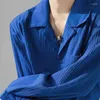 Bluzki damskie zamieszki fałdowanie tekstury Bluzka luźna koreańska stała kolor żeńska wiosenna jesienna kołnierz podstawowy neutralne kieszenie