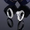 Anillos de racimo de alta calidad de cristal circón anillo de boda conjunto moda piedra grande dedo promesa compromiso nupcial S925 plata para mujeres