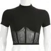 Koszulki damskie T-shirt 2024 Summer Shirt Sheer Club Sexy Corset Top