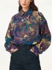 Blouses pour femmes unisexe aquarelle peinture Halo teinture soie mélange chemise femmes et hommes mode col rabattu Blouse haut