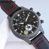 IWCity Clean Pilot Herren-Casual-Fabrik-Sport-Keramik-Chronographenuhr, große Größe, Premium-AR-Antifingerprint-Behandlung, mattiertes, mattes Zifferblatt, doppelte Teilung, Saphirglas