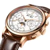 Autres montres Corgeut Moon Phase Watch 42mm Top qualité mécanique cadran blanc argent année semaine 316L boîtier en acier inoxydable montre automatique pour hommes J240131