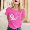 Women's T Shirts T-shirt Loose T-shirts Breast Cancer Day Tee-shirt Short-sleeved Butterfly High-Quality O-neck Tops Summer Y2k Camiseta