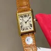 Mężczyźni Women White Dial Watch Kwarcowe zegarki Brązowy skórzany pasek Złoty Kolor Case 10178Q