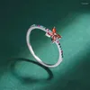 Cluster Ringen Creatieve Regenboog Serie Ruby Vlinder Ronde Volledige Diamond Lover Ring Voor Vrouwen Originele S925 Zilveren Jubileumcadeau Sieraden