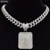 Anhänger Halsketten Männer Frauen Hip Hop Dog Tag Halskette mit 13mm Miami Cuban Kette Iced Out Bling Hiphop Mode Charme Schmuck247T