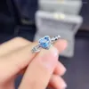 Cluster Ringen 2024 Hart Stijl Blue Topaz Edelsteen Ring Voor Vrouwen Sieraden Big Size Gem Real 925 Zilveren Engagement