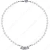 Saturnalhalsband Pearl Pärled Diamond Tennis Halsband Kvinna Silverkedjor Vintage Trendy Style Desigenr smycken278i