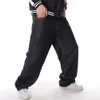ヨーロッパとアメリカのトレンディな男性用服と脂肪プラスサイズの長いパンツヒップホップジーンズヒップホップストリートダンスプリントルーズスケートボードパンツ