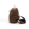 Sacs d'école Vintage élégant sac à dos pour femme couleur contrastée Mini sac à dos léger en cuir souple