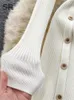 Robes décontractées Singreiny Robe longue en tricot irrégulier Femmes élégantes Col V Manches Bouton Mode Dames Pull d'hiver