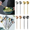 Conjuntos de louça 2 pçs/set salada distribuição pratos talheres dourado servindo garfo colher ferrugem-menos reutilizáveis utensílios de cozinha em casa