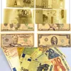 Other Toys 7 8Pcs Commemorative Notes 24K Gold Plated Dollar Euros Fake Money Gifts Collection Antique Banknote USD Currency Toy 221111WLX8