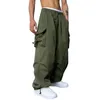 Pantalon pour hommes taille haute pantalon surdimensionné multi-poches cargo pour hommes avec entrejambe élastique doux respirant hop streetwear