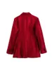 Womens Autumn Elegant Red Velvet Slim Long Blazers Outwear Chic Lady Spring Casual Office Style One Button Jackets 240130