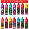 Bang Box Original 12000 Puffs Jetable Vape Pen Mesh Coil 23ml Pod Batterie Rechargeable Électronique Cigs Puff 14K 0% 2% 3% 5% Barre de Vape jetable 650mAh