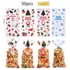 Christmas Decorations 50pcs Candy Bags Santa Claus Snowman Gift Bag Merry Party 2024 Xmas Present Cookies Packing