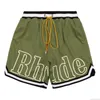 Designer Shorts Rhude Mens Capsule Summer Beach Pants Mesh Material andas Svett Löst fitness basket kort 3udv