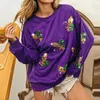 Sudaderas con capucha florales para mujer, sudaderas con lentejuelas para otoño e invierno, Tops informales holgados con empalme de trabajo Y2k 2024, Sudadera con capucha de gran tamaño