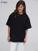 T-shirts Femmes Blessyuki Trendy Coton Basic Femmes Été Lâche Soft High Street Tees 2024 Casual Manches courtes Solid Femme Tops