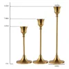Candle Holders Candlestick Taper Brass Gold Holder Set 3 Pcs For Wedding Party Dinning (Brass Gold)
